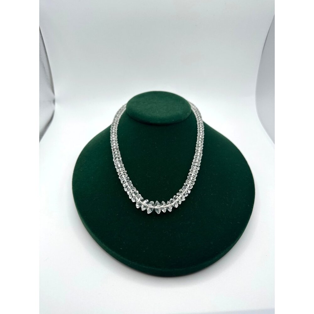Vintage Clear Crystal Graduated Faceted Beads Choker Necklace Elegant Classy